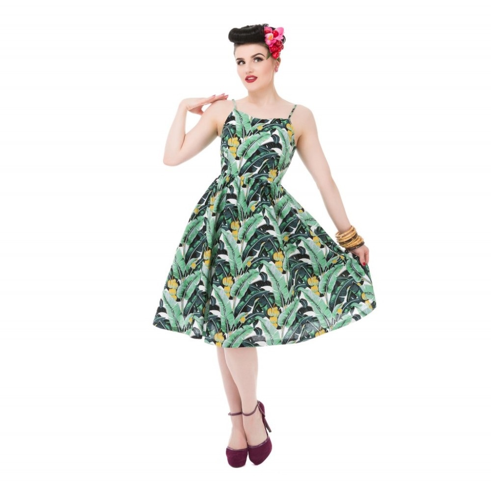 Marlene Tropical Banana Leaf Day Dress